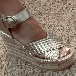 Marc Fisher Gold Espadrille Wedges
